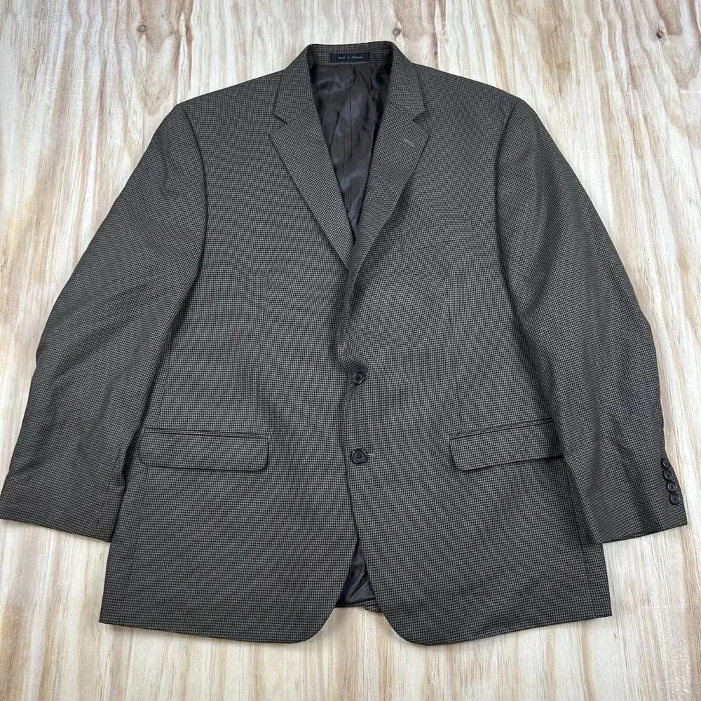 Lauren Ralph Lauren Blazer Mens 48R Brown Houndstooth Sport‎ Coat Jacket